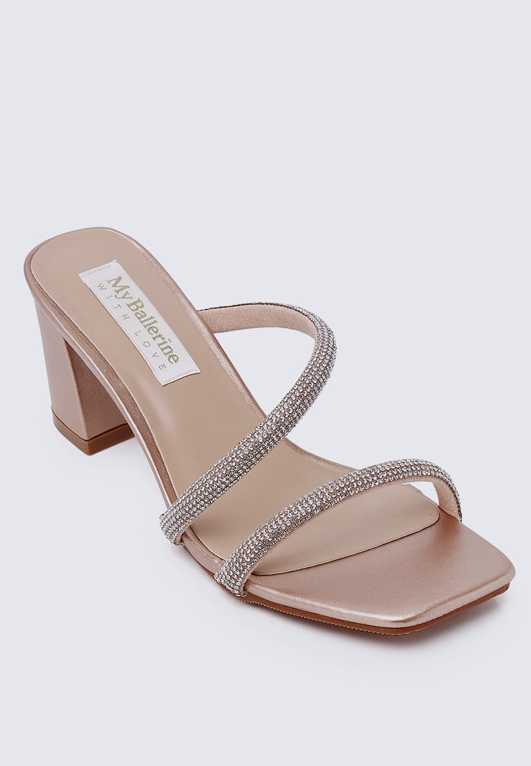 Delphine Comfy Heels In Rose Gold