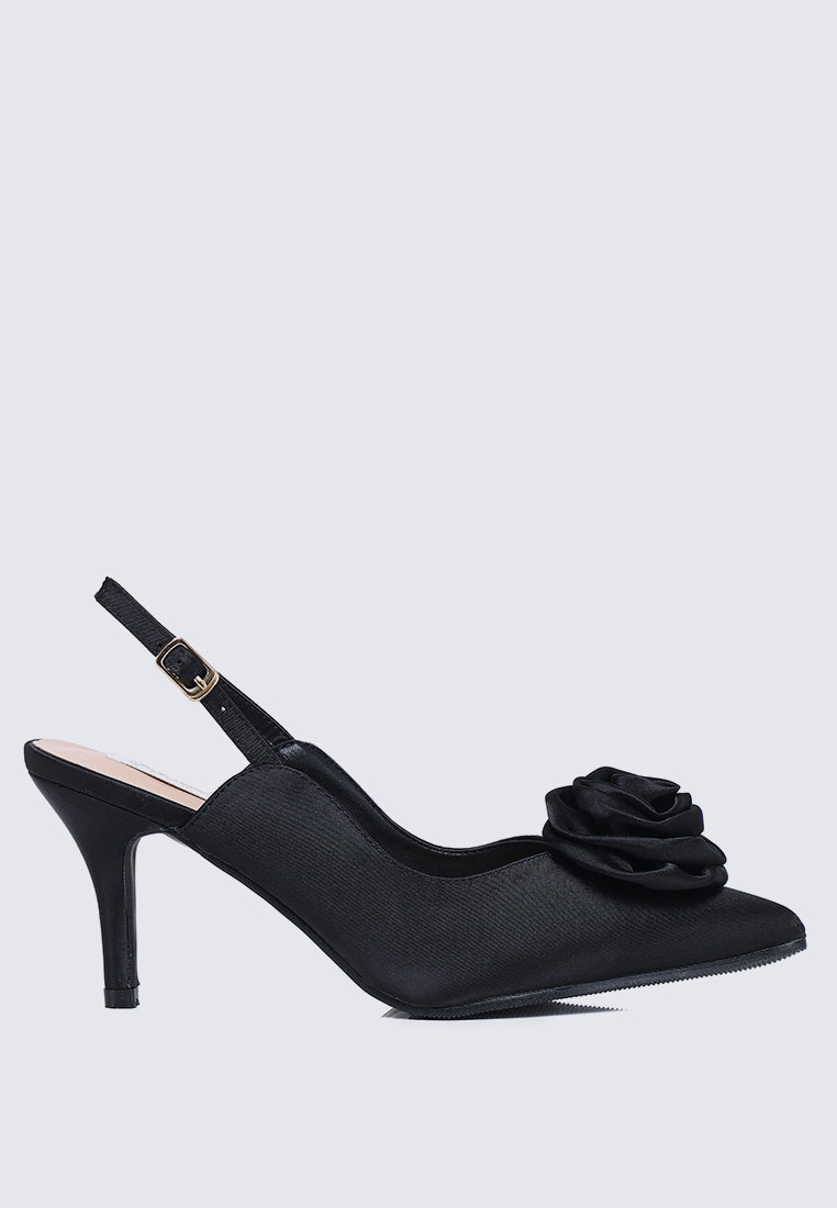 Whispers Of Petals Comfy Heels In Black