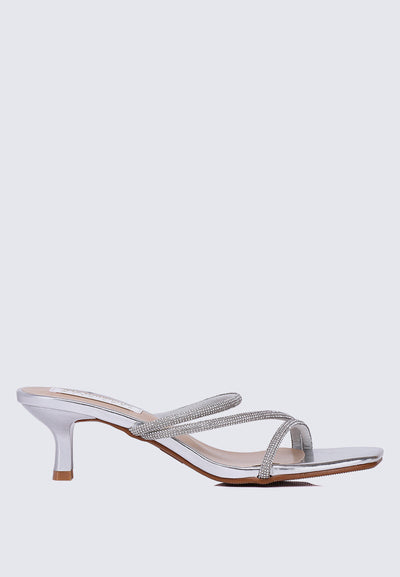 Zizura Comfy Heels In Silver