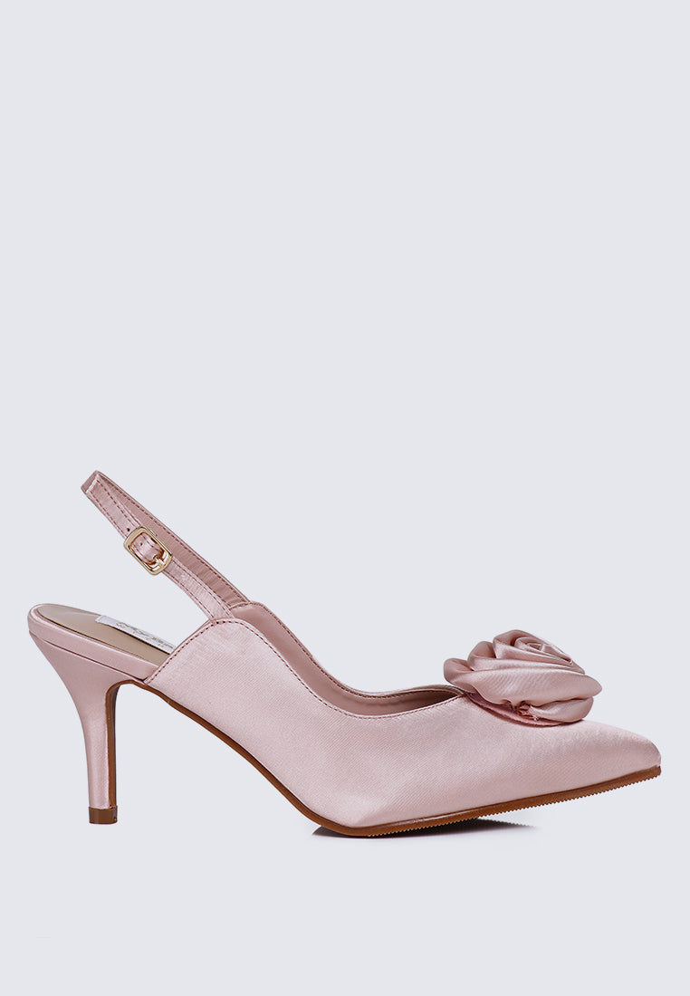 Whispers Of Petals Comfy Heels In Dusty Pink