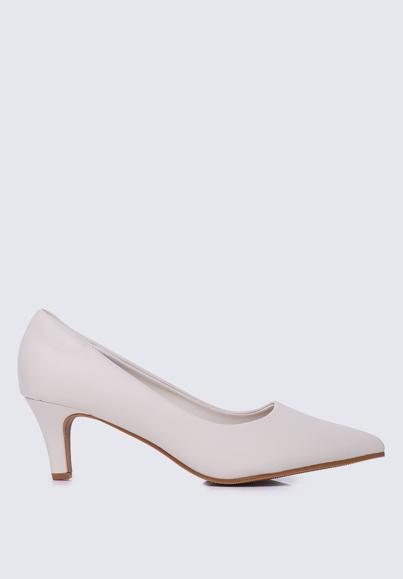 Alvina Wide Feet Comfy Heels In Beige