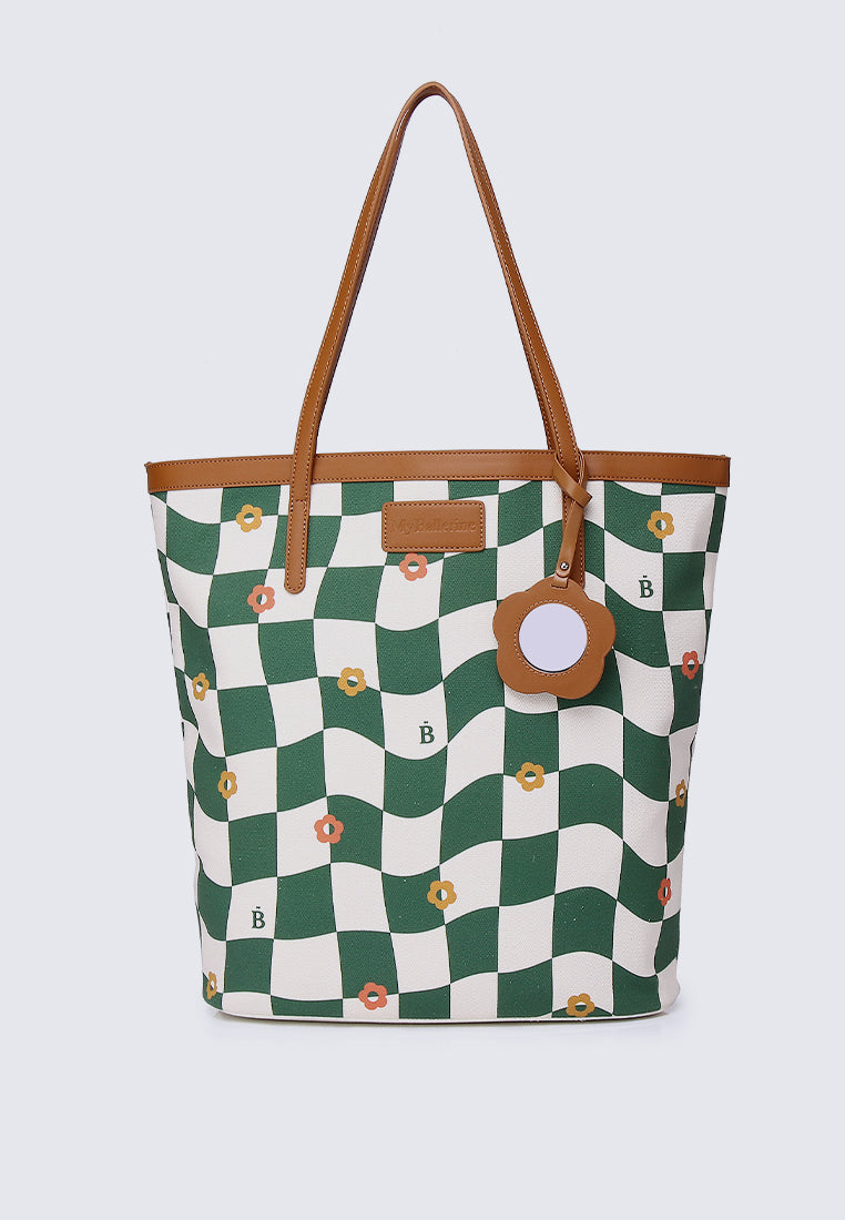 Checker Me Out Tote Bag In Green