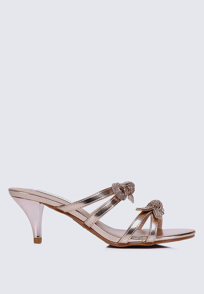 Crystal Comfy Heels In Champagne