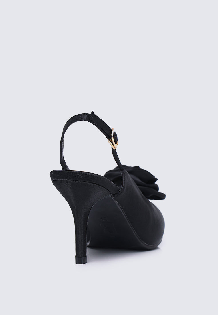 Whispers Of Petals Comfy Heels In Black