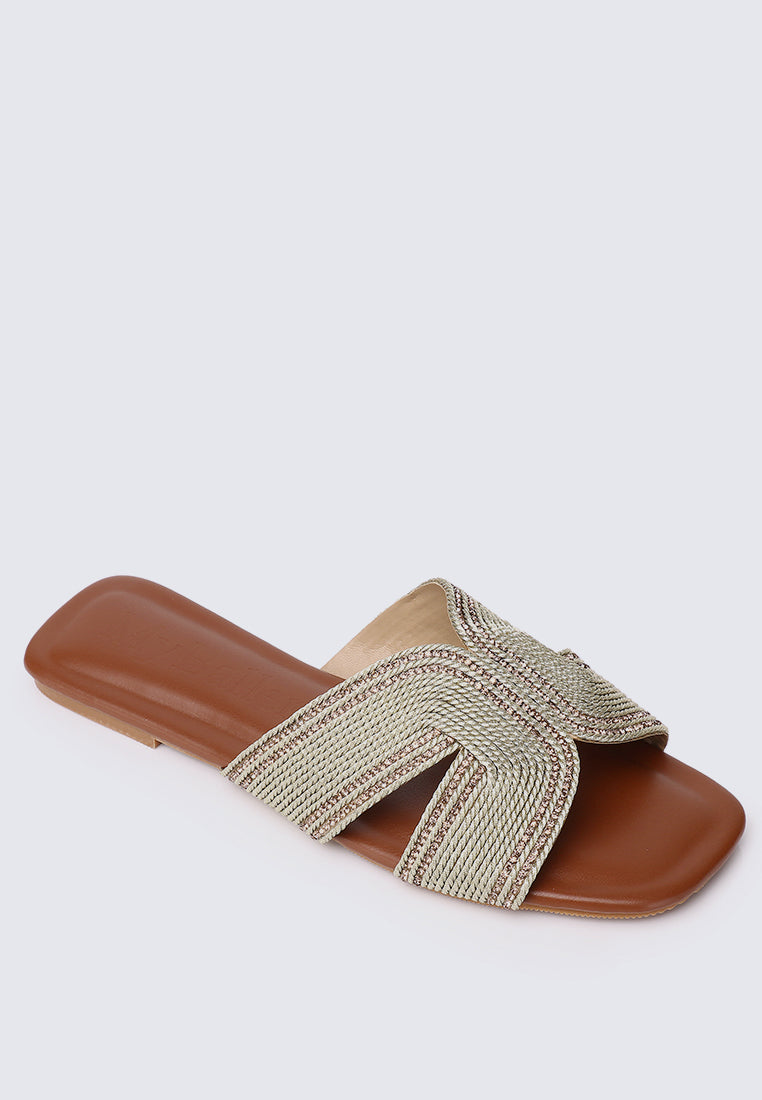 Mocca Comfy Sandals In Gold