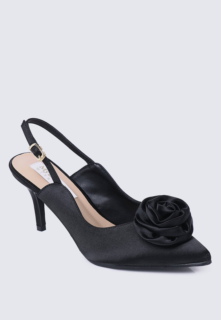 Whispers Of Petals Comfy Heels In Black