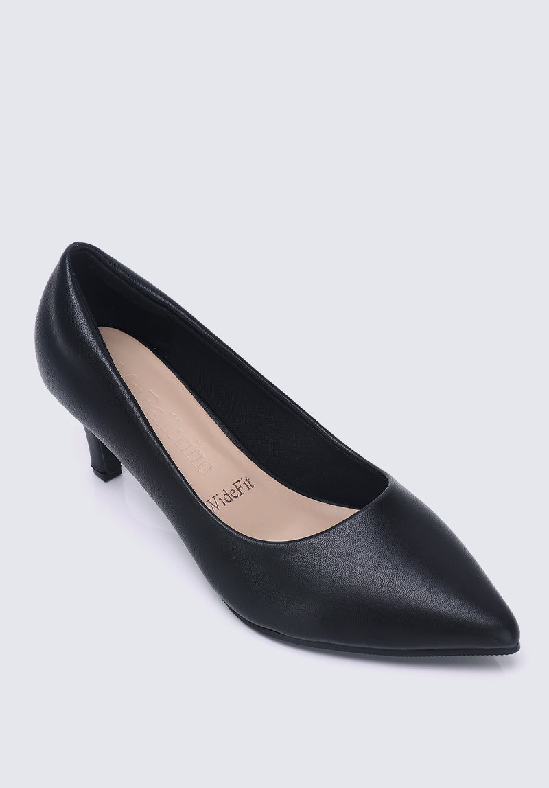 Alvina Widefit  Comfy Heels In Black