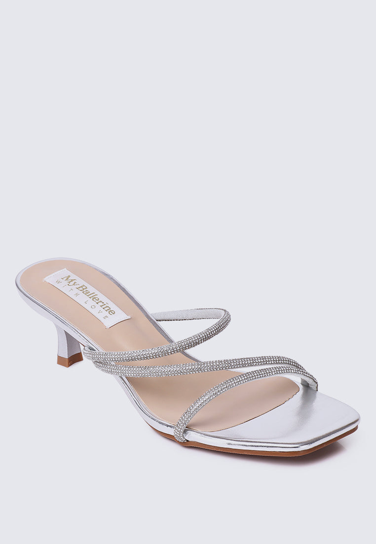 Zizura Comfy Heels In Silver