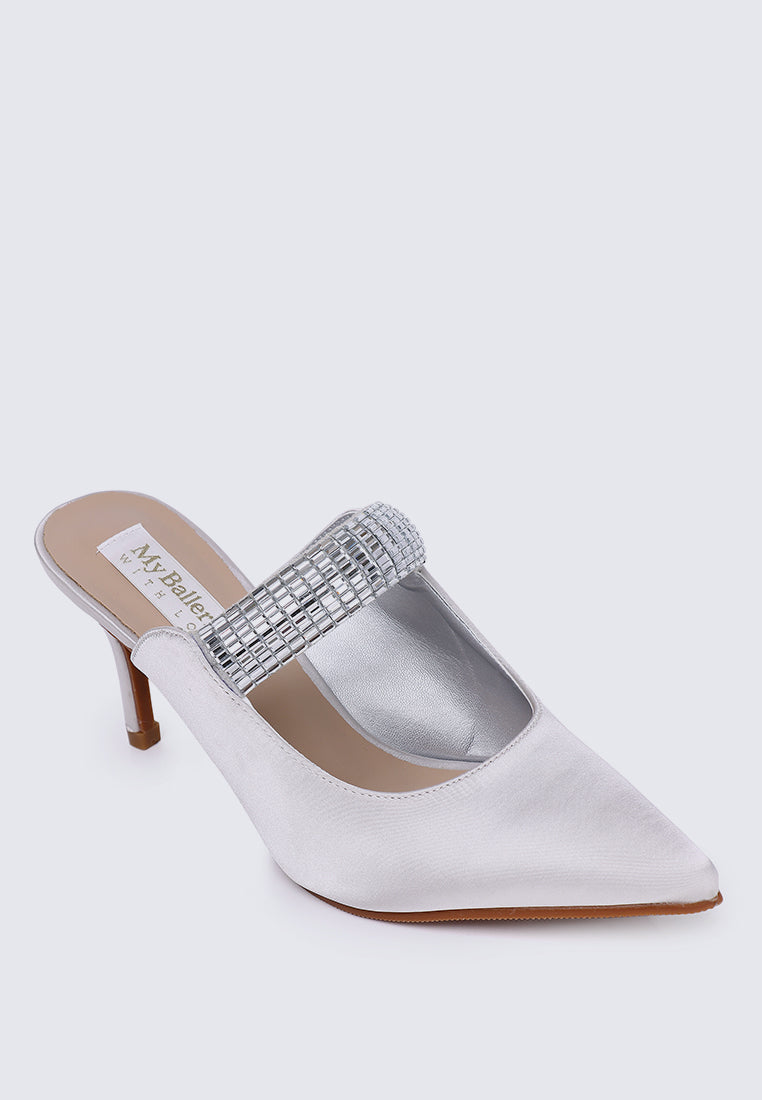 Ambre Comfy Heels In Silver