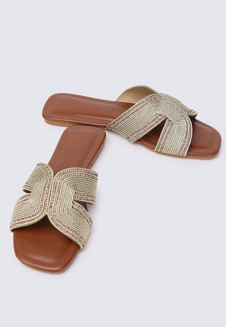 Mocca Comfy Sandals In Gold
