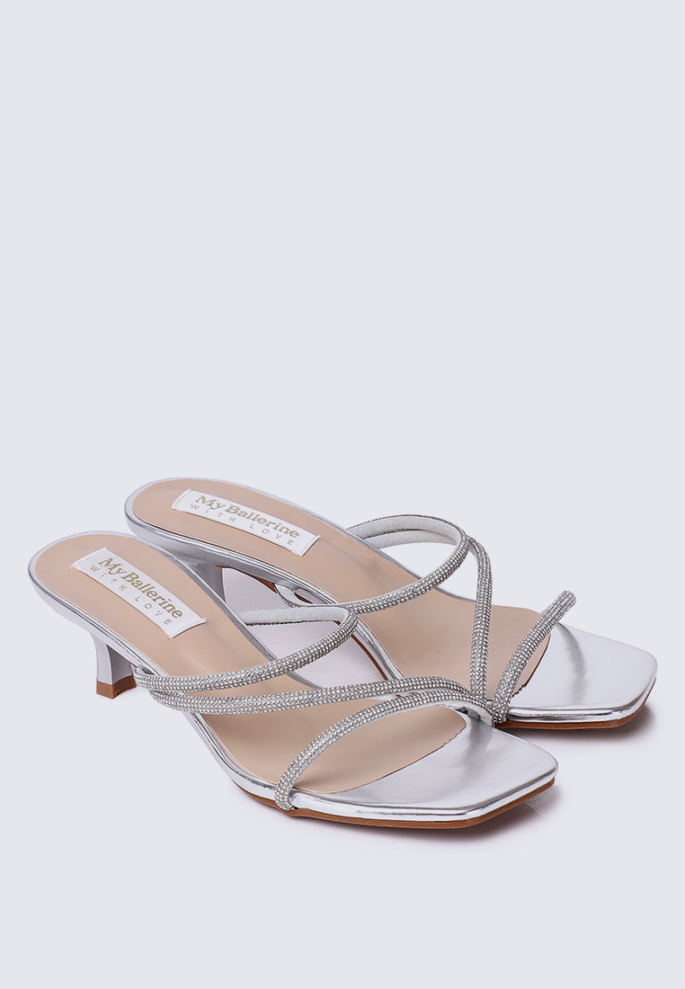 Zizura Comfy Heels In Silver