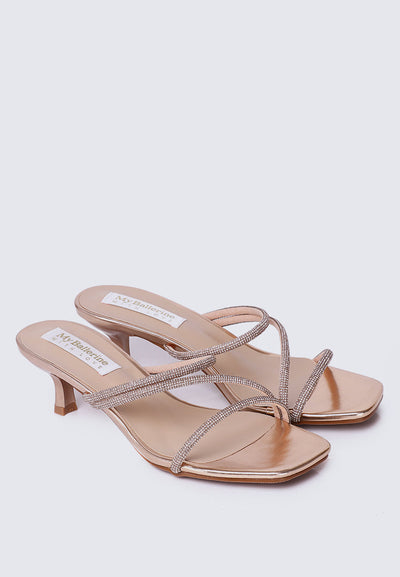 Zizura Comfy Heels In Rose Gold