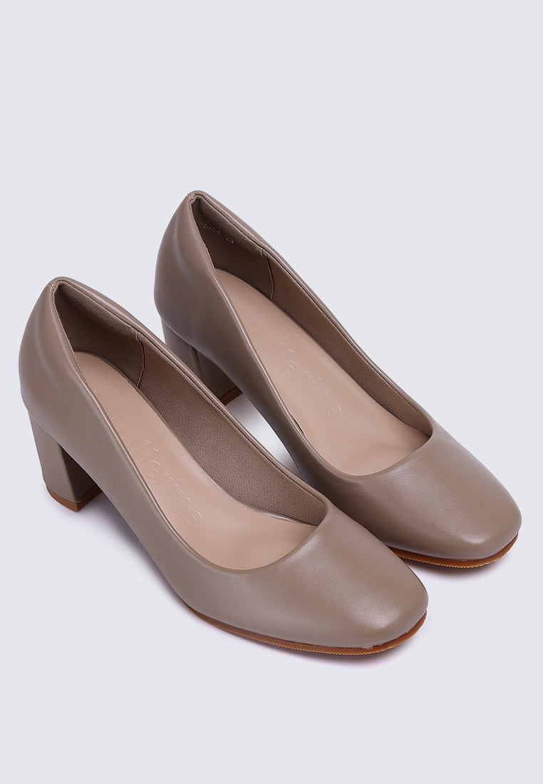 Pauline Comfy Heels In Taupe