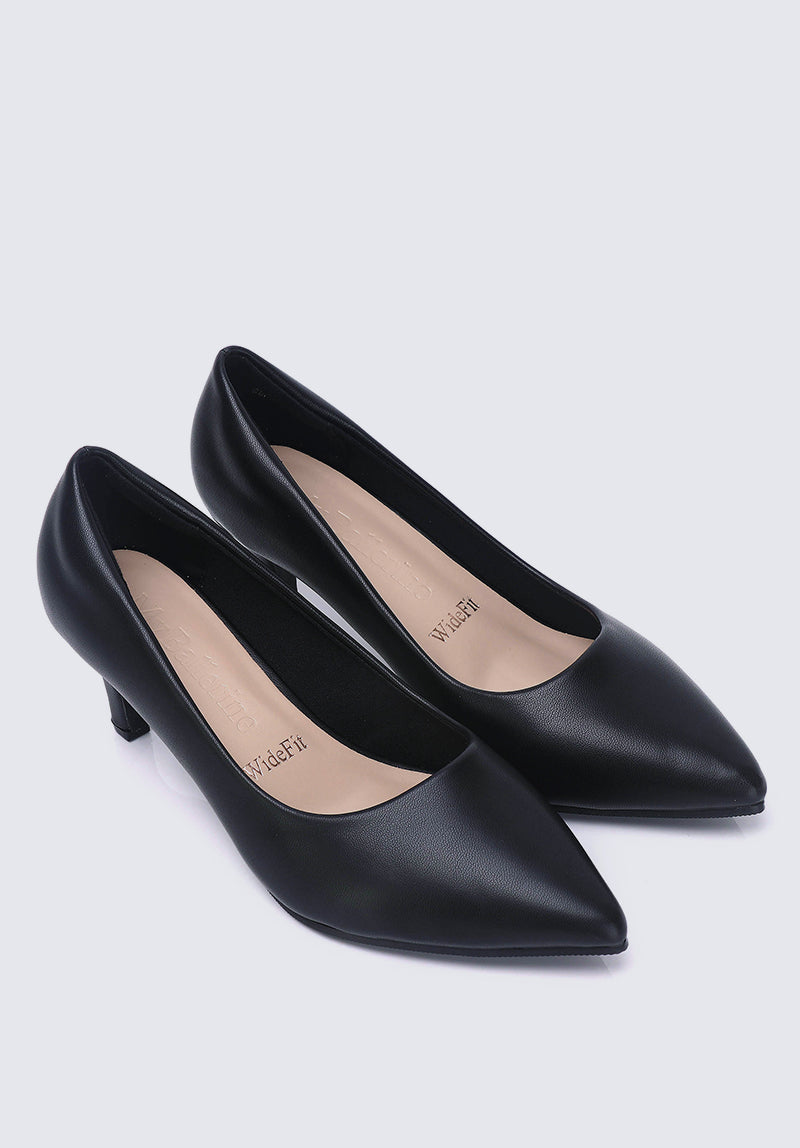 Alvina Widefit  Comfy Heels In Black