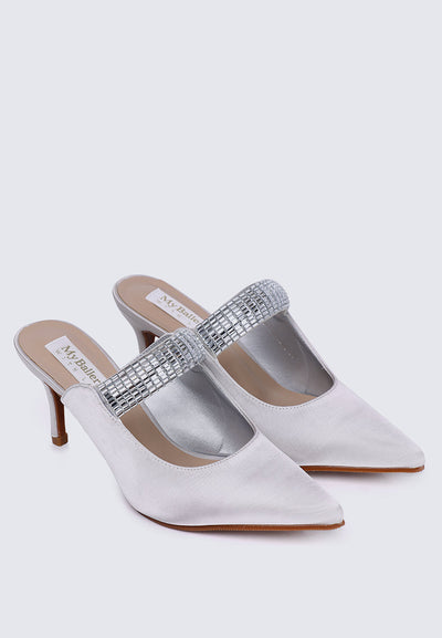 Ambre Comfy Heels In Silver