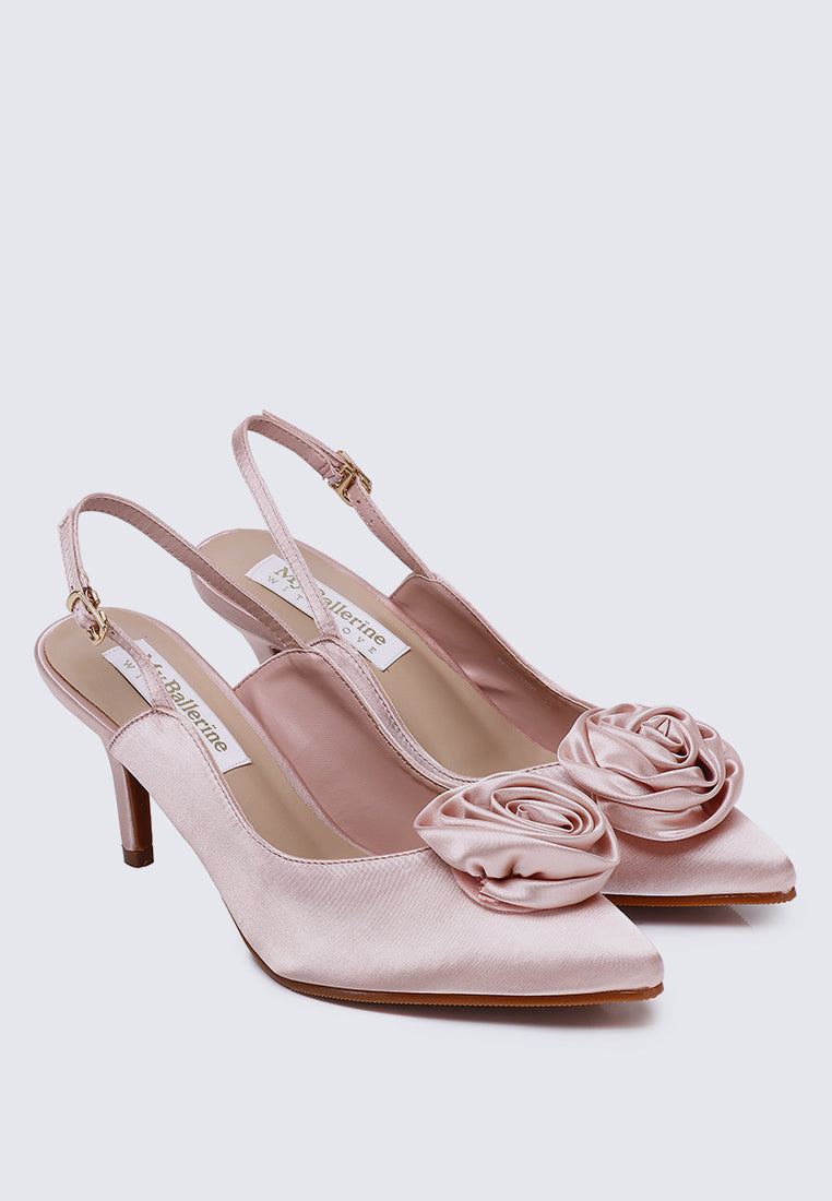 Whispers Of Petals Comfy Heels In Dusty Pink