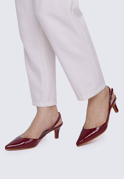 Vicky Comfy Heels In Burgundy