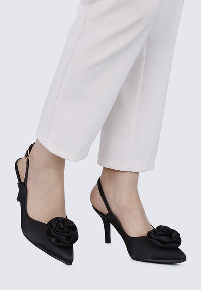 Whispers Of Petals Comfy Heels In Black