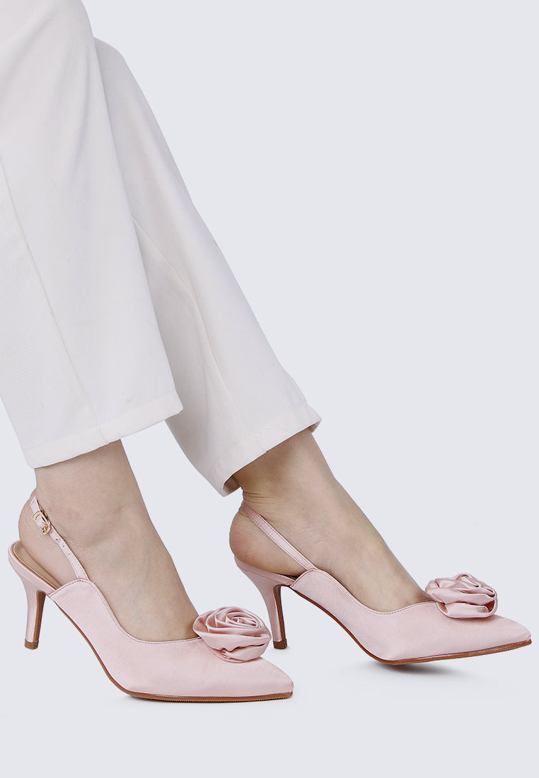 Whispers Of Petals Comfy Heels In Dusty Pink