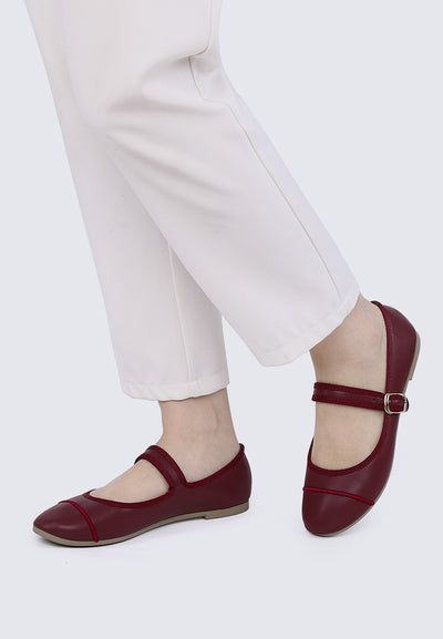 Roan Comfy Ballerina  In Maroon