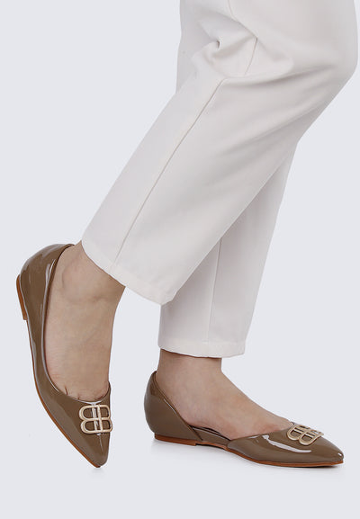 Amina Comfy Ballerina In Taupe