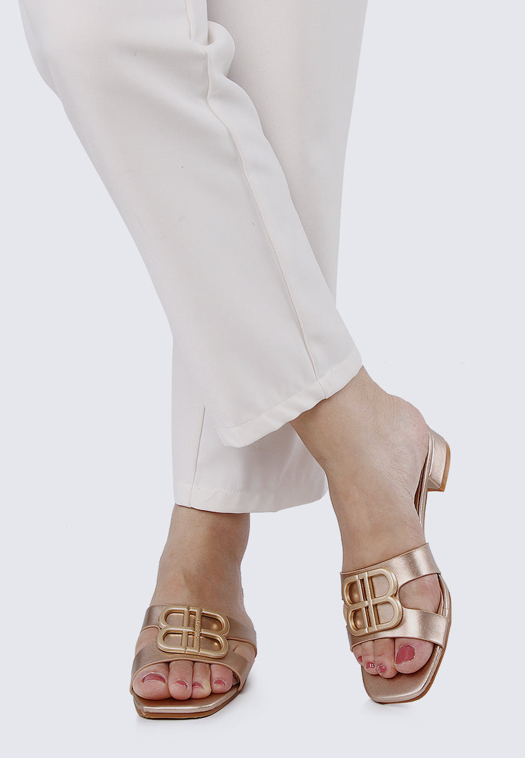 Berorica Comfy Heels In Rose Gold