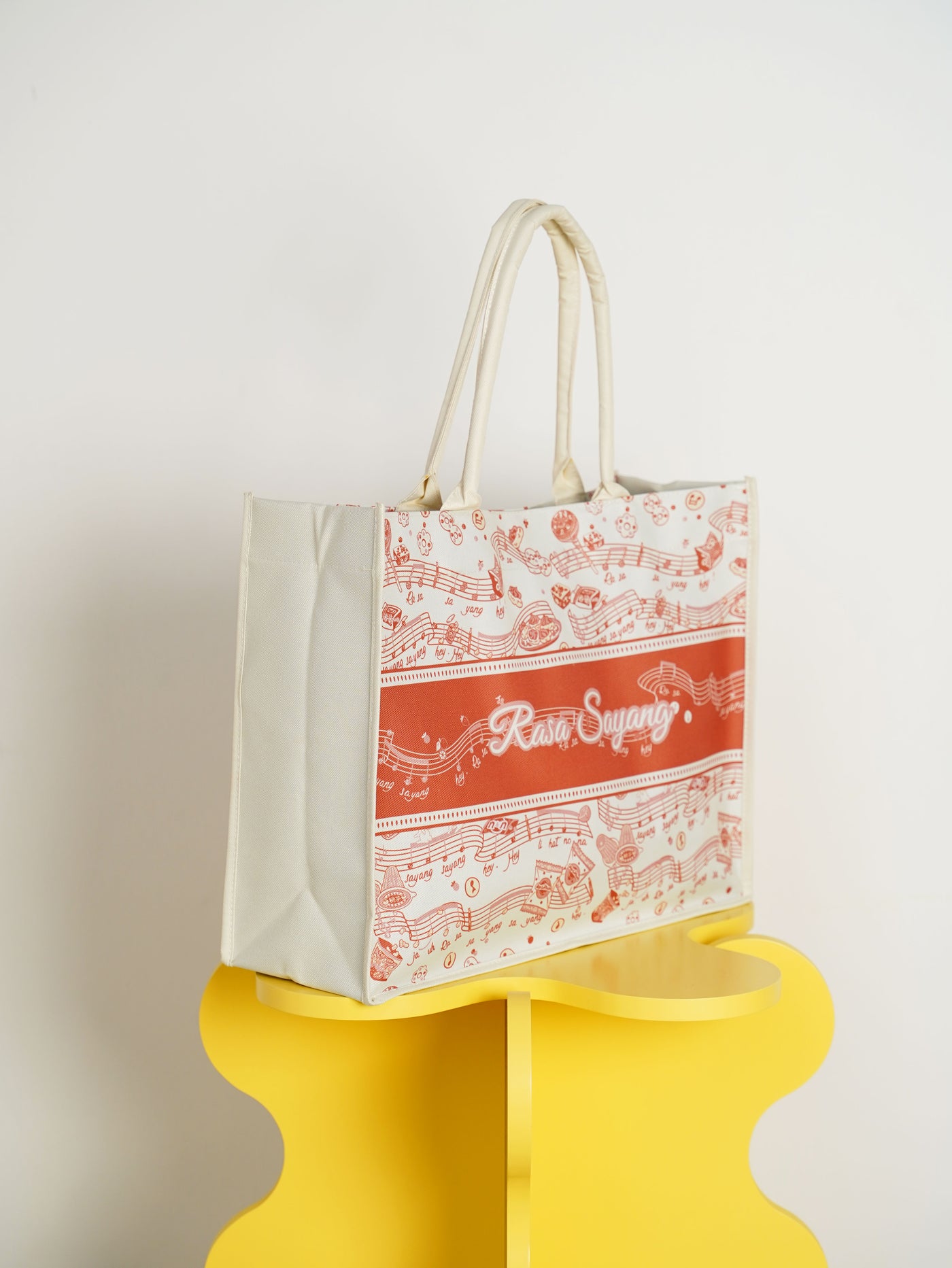 The Good Old Days Printed Tote Bag In Beige