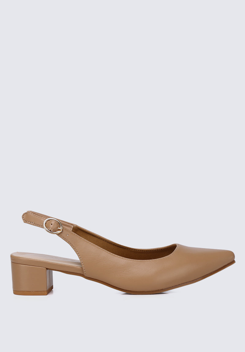 Valerie Comfy Heels In Tan