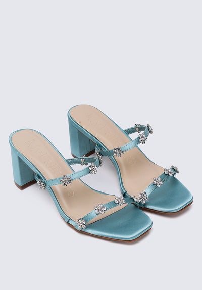 Kinley Comfy Heels In Teal Blue