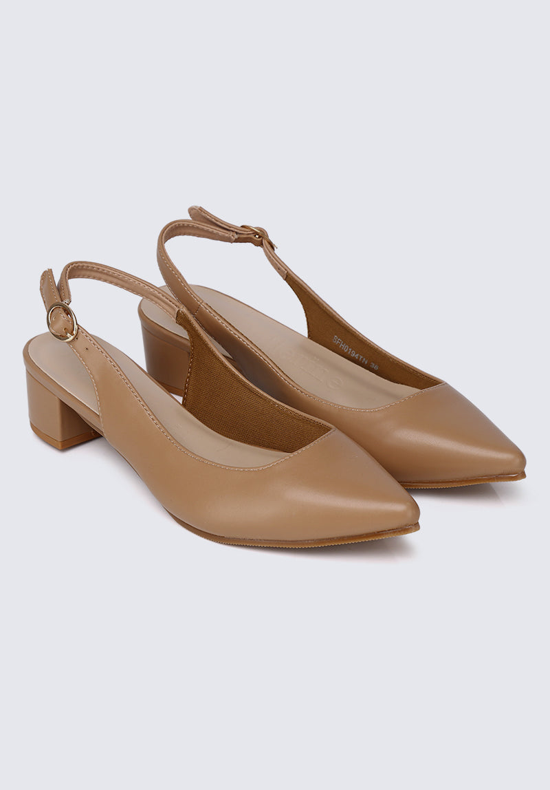 Valerie Comfy Heels In Tan