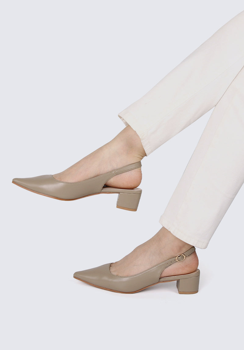 Valerie Comfy Heels In Taupe