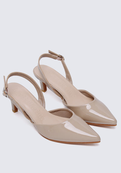 Vicky Comfy Heels In Almond