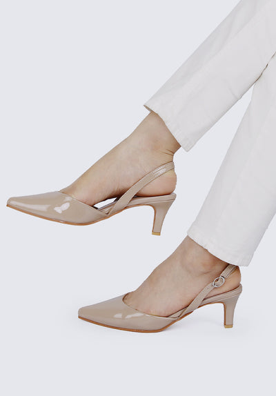 Vicky Comfy Heels In Almond