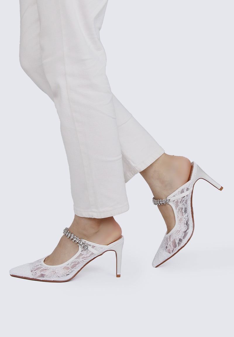 Belle Comfy Mules In White