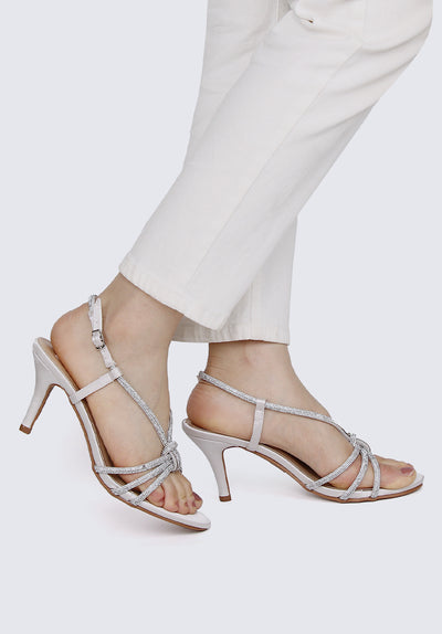 Alaia Comfy Heels In Silver Grey