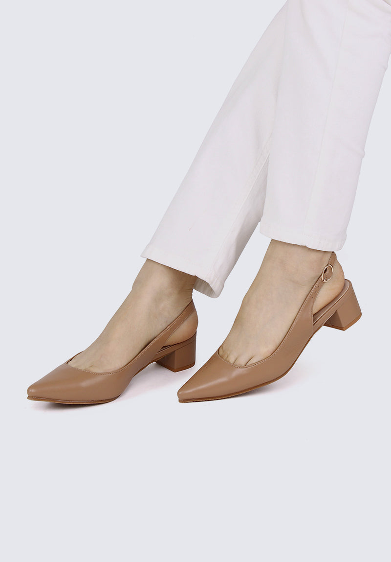 Valerie Comfy Heels In Tan